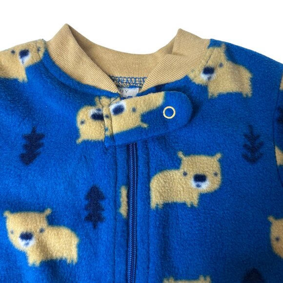 Baby Fleece Footie Pyjama – Blue – Size 3–6 Months - Picture 3 of 4